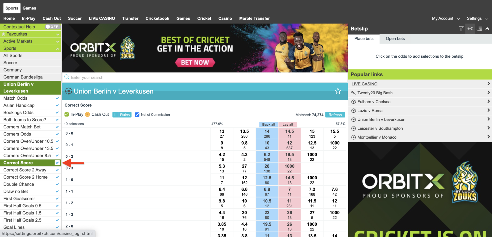 Comment gagner dans les paris sportifs avec la technique des pronostics “lay 0-0” : Correct score dans Betting Exchange, Betfair et Orbitx